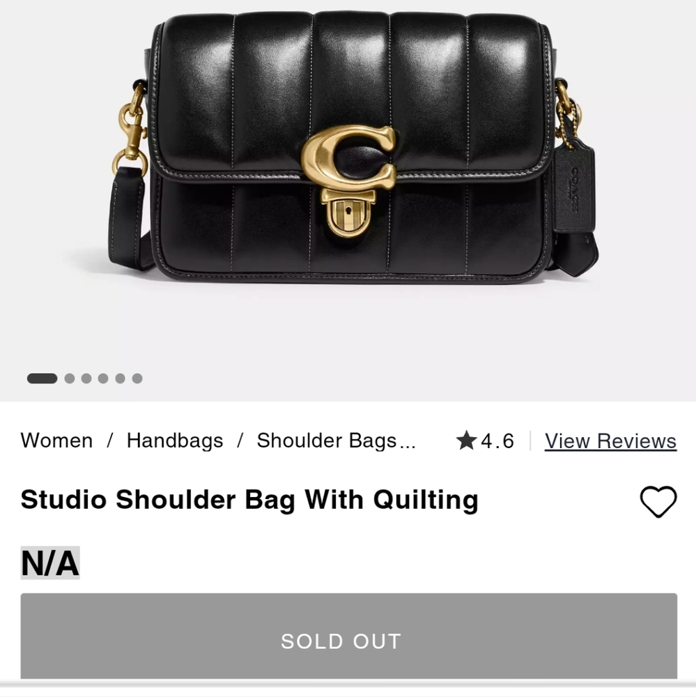 Coach Studio Shoulder Bag with Quilting Black Nappa Leather EUC
